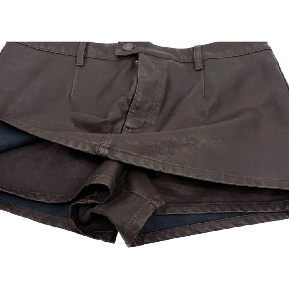 WE THE FREE 31 Skort Brown Vegan Leather Coated Mini Skirt Shorts Espresso Edgy